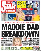 Daily Star Sunday (UK) Newspaper Front Page for 30 September 2018