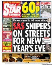 Daily Star Sunday (UK) Newspaper Front Page for 31 December 2017