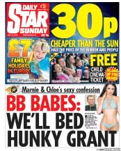 Daily Star Sunday (UK) Newspaper Front Page for 31 July 2016