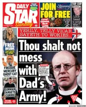 Daily Star Sunday (UK) Newspaper Front Page for 3 October 2021