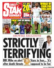 Daily Star Sunday (UK) Newspaper Front Page for 3 November 2019