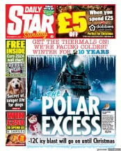Daily Star Sunday front page for 3 December 2023