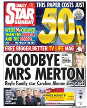 Daily Star Sunday (UK) Newspaper Front Page for 3 July 2016