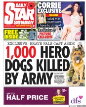 Daily Star Sunday (UK) Newspaper Front Page for 4 November 2018
