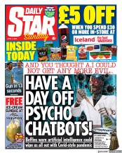 Daily Star Sunday (UK) Newspaper Front Page for 4 June 2023