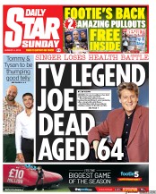 Daily Star Sunday (UK) Newspaper Front Page for 4 August 2019