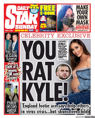 Daily Star Sunday Newspaper Front Page (UK) for 5 April 2020