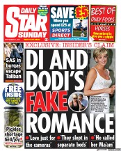 Daily Star Sunday (UK) Newspaper Front Page for 5 September 2021