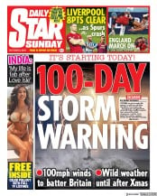 Daily Star Sunday (UK) Newspaper Front Page for 6 October 2019