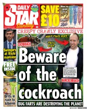 Daily Star Sunday (UK) Newspaper Front Page for 6 November 2022