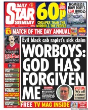 Daily Star Sunday (UK) Newspaper Front Page for 7 January 2018