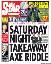 Daily Star Sunday (UK) Newspaper Front Page for 7 April 2019