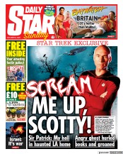Daily Star Sunday front page for 8 October 2023
