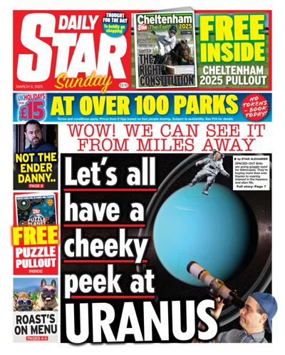 Daily Star Sunday Newspaper Front Page (UK) for 9 March 2025