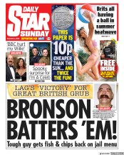 Daily Star Sunday (UK) Newspaper Front Page for 9 August 2020