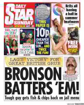 Daily Star Sunday (UK) Newspaper Front Page for 9 August 2020