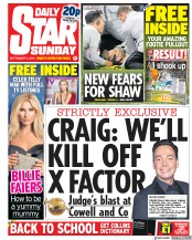 Daily Star Sunday (UK) Newspaper Front Page for 9 September 2018