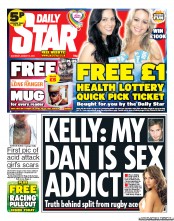 Daily Star Sunday Newspaper Front Page (UK) for 10 August 2013