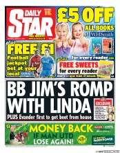 Daily Star Sunday Newspaper Front Page (UK) for 11 January 2014