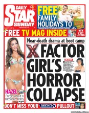 Daily Star Sunday (UK) Newspaper Front Page for 11 August 2013
