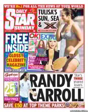 Daily Star Sunday (UK) Newspaper Front Page for 11 September 2011
