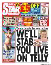 Daily Star Sunday (UK) Newspaper Front Page for 12 January 2014