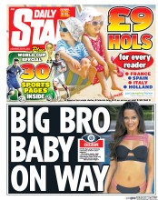 Daily Star Sunday (UK) Newspaper Front Page for 12 July 2014