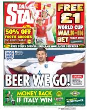 Daily Star Sunday (UK) Newspaper Front Page for 14 June 2014