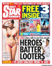 Daily Star Sunday Newspaper Front Page (UK) for 14 August 2011