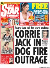 Daily Star Sunday Newspaper Front Page (UK) for 14 September 2014