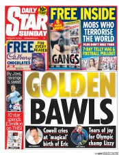 Daily Star Sunday Newspaper Front Page (UK) for 16 February 2014
