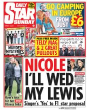 Daily Star Sunday Newspaper Front Page (UK) for 16 March 2014