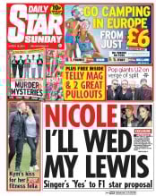 Daily Star Sunday Newspaper Front Page (UK) for 16 March 2014