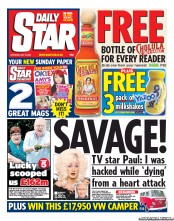 Daily Star Sunday (UK) Newspaper Front Page for 16 July 2011
