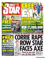 Daily Star Sunday (UK) Newspaper Front Page for 17 August 2013