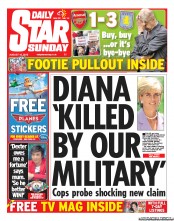 Daily Star Sunday Newspaper Front Page (UK) for 18 August 2013