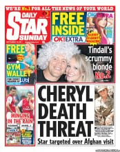Daily Star Sunday (UK) Newspaper Front Page for 18 September 2011