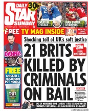 Daily Star Sunday (UK) Newspaper Front Page for 19 September 2015