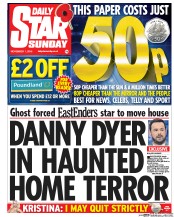 Daily Star Sunday (UK) Newspaper Front Page for 1 November 2015