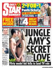 Daily Star Sunday Newspaper Front Page (UK) for 1 December 2013