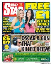 Daily Star Sunday Newspaper Front Page (UK) for 1 March 2014