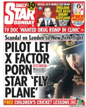 Daily Star Sunday (UK) Newspaper Front Page for 1 August 2015