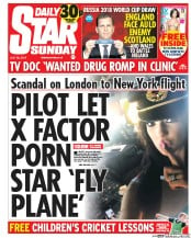 Daily Star Sunday Newspaper Front Page (UK) for 1 August 2015