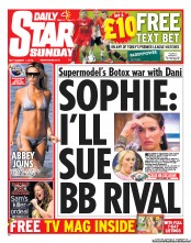 Daily Star Sunday (UK) Newspaper Front Page for 1 September 2013