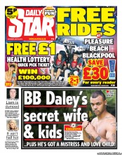 Daily Star Sunday (UK) Newspaper Front Page for 20 July 2013