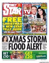 Daily Star Sunday (UK) Newspaper Front Page for 21 December 2013