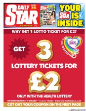 Daily Star Sunday (UK) Newspaper Front Page for 21 June 2014