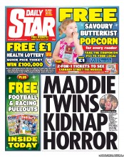 Daily Star Sunday (UK) Newspaper Front Page for 21 September 2013