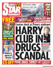 Daily Star Sunday (UK) Newspaper Front Page for 22 December 2013