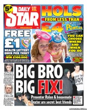 Daily Star Sunday (UK) Newspaper Front Page for 22 June 2013